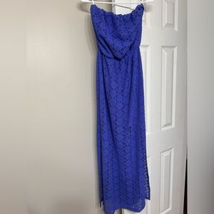 Lilly Pulitzer Royal Blue Strapless Lace Maxi Dress